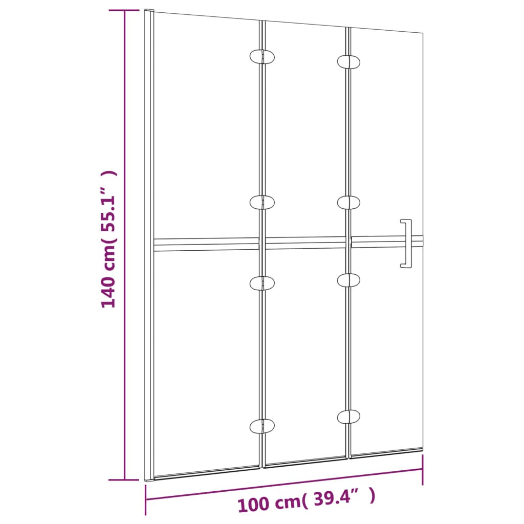 Faltbare Duschkabine ESG 100x140 cm Weiß