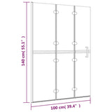 ESG 100x140 cm White Folding Shower Cabin