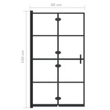 Faltbare Duschkabine ESG 80x140 cm Schwarz