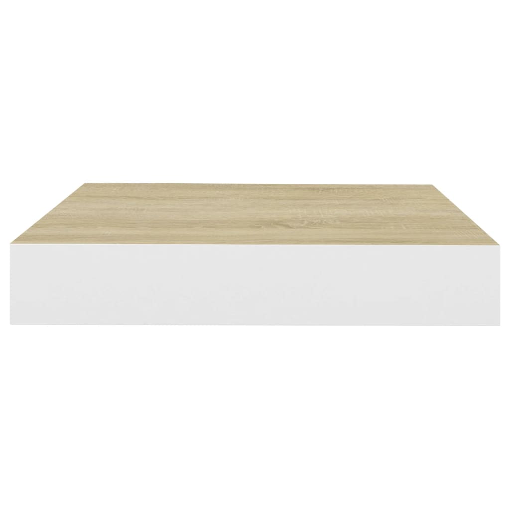 Étagère murale flottante Chêne et blanc 23x23,5x3,8 cm MDF