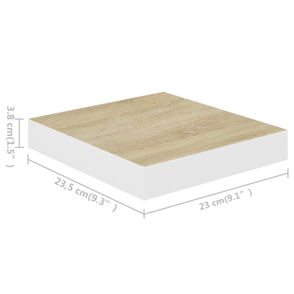 Étagère murale flottante Chêne et blanc 23x23,5x3,8 cm MDF