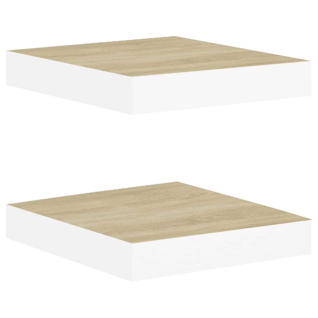 Étagères murales 2 pcs Chêne et blanc 23x23,5x3,8 cm MDF