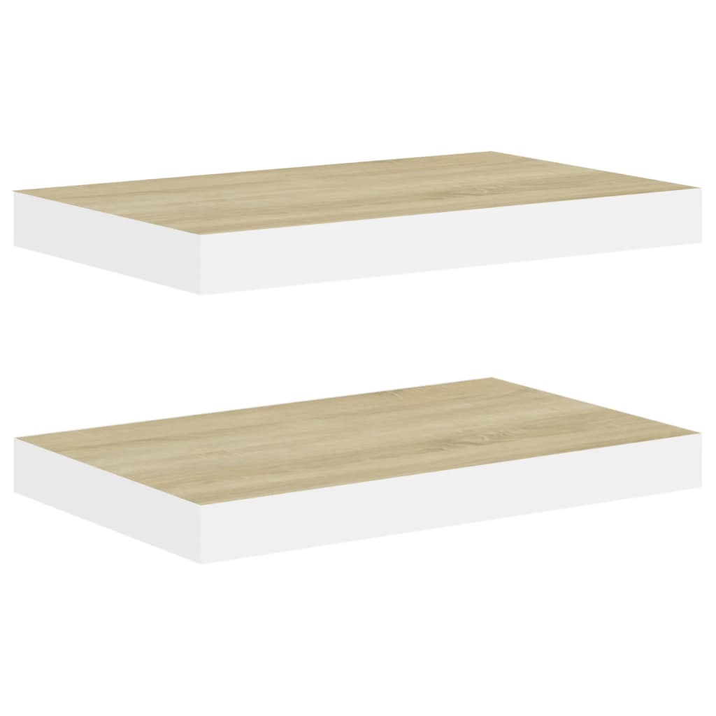 Étagères flottantes 2 pcs Chêne et blanc 40x23x3,8 cm MDF