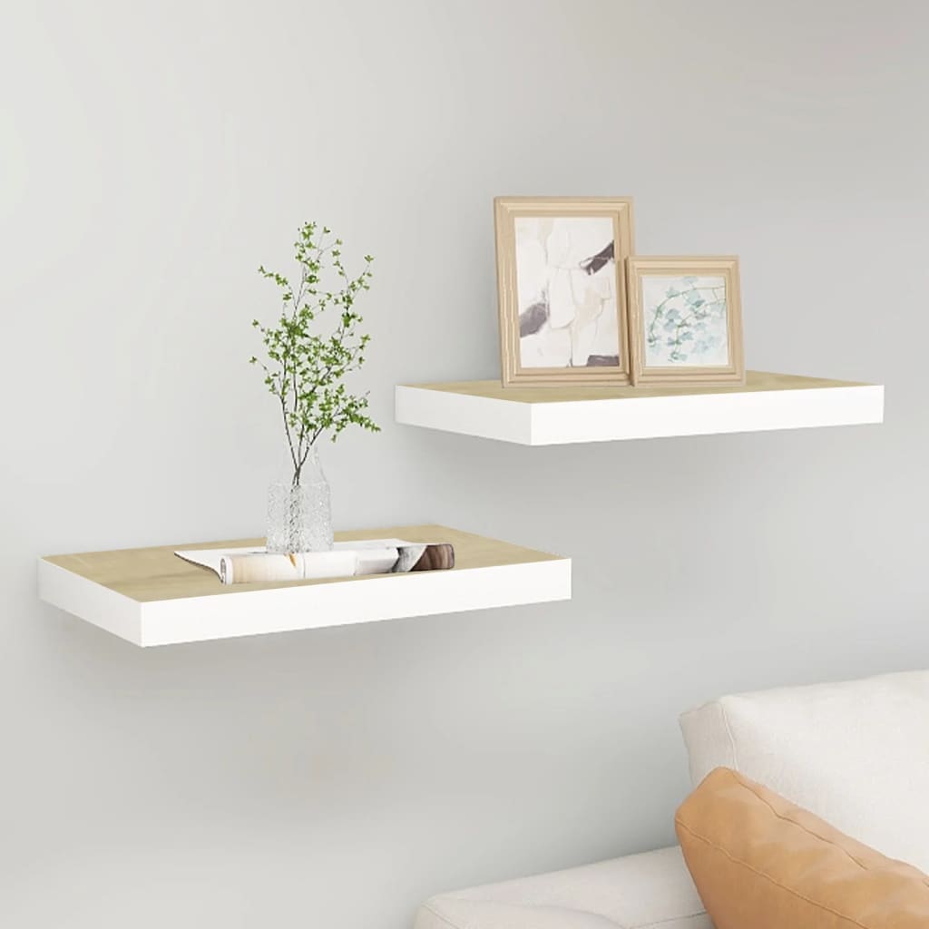 Étagères flottantes 2 pcs Chêne et blanc 40x23x3,8 cm MDF