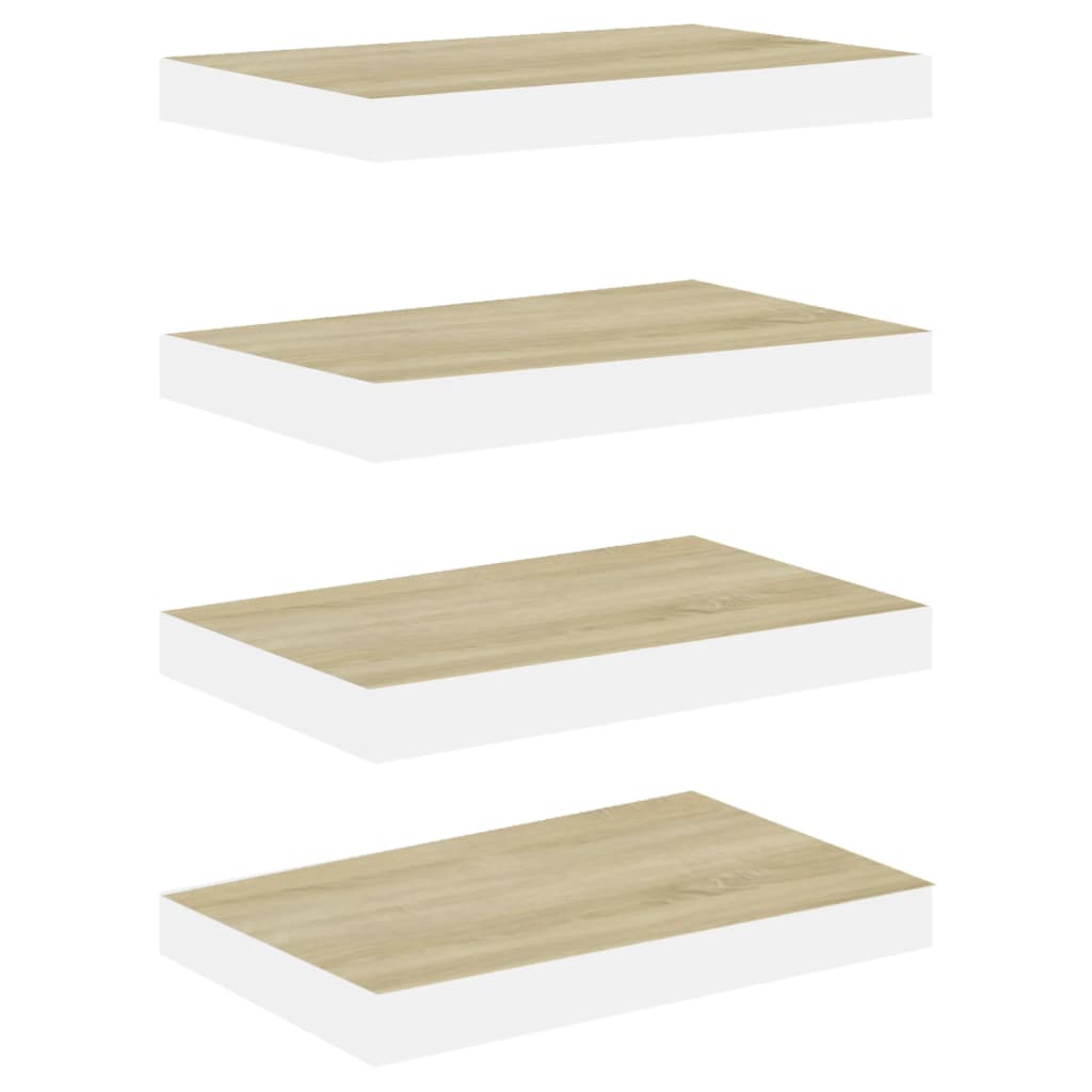 Étagères flottantes 4 pcs Chêne et blanc 40x23x3,8 cm MDF