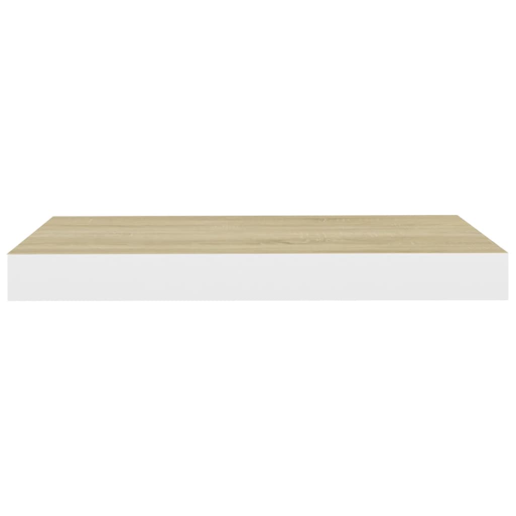 Étagère murale flottante chêne et blanc 50x23x3,8 cm MDF