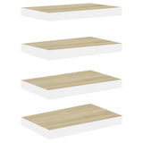 Étagères flottantes 4 pcs chêne et blanc 50x23x3,8 cm MDF