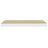 Étagère murale flottante chêne et blanc 60x23,5x3,8 cm MDF