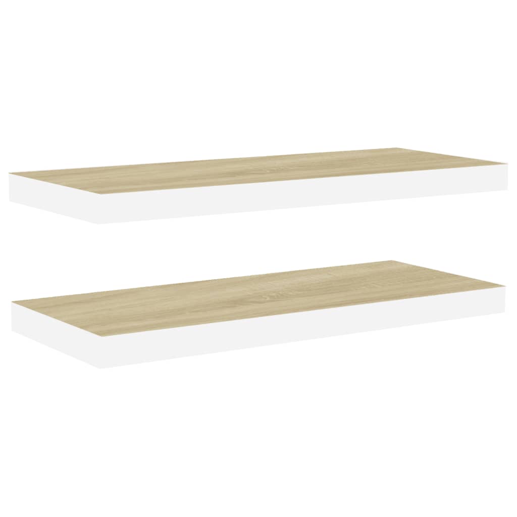 Étagères flottantes 2 pcs chêne et blanc 60x23,5x3,8 cm MDF