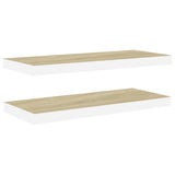 Étagères flottantes 2 pcs chêne et blanc 60x23,5x3,8 cm MDF