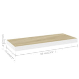 Étagères flottantes 2 pcs chêne et blanc 60x23,5x3,8 cm MDF