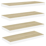 Étagères flottantes 4 pcs chêne et blanc 60x23,5x3,8 cm MDF