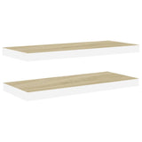 Étagères flottantes 2 pcs chêne et blanc 80x23,5x3,8 cm MDF