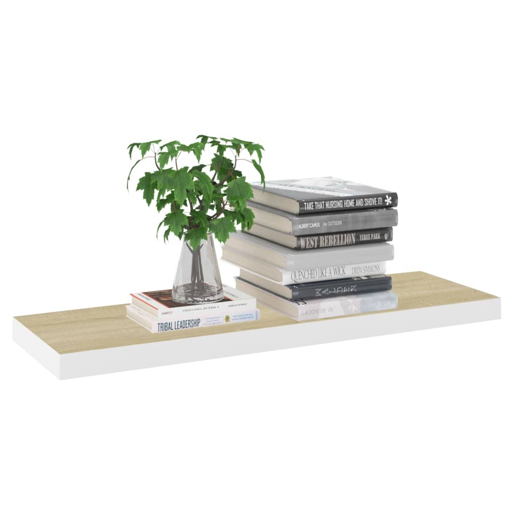 Étagères flottantes 2 pcs chêne et blanc 80x23,5x3,8 cm MDF