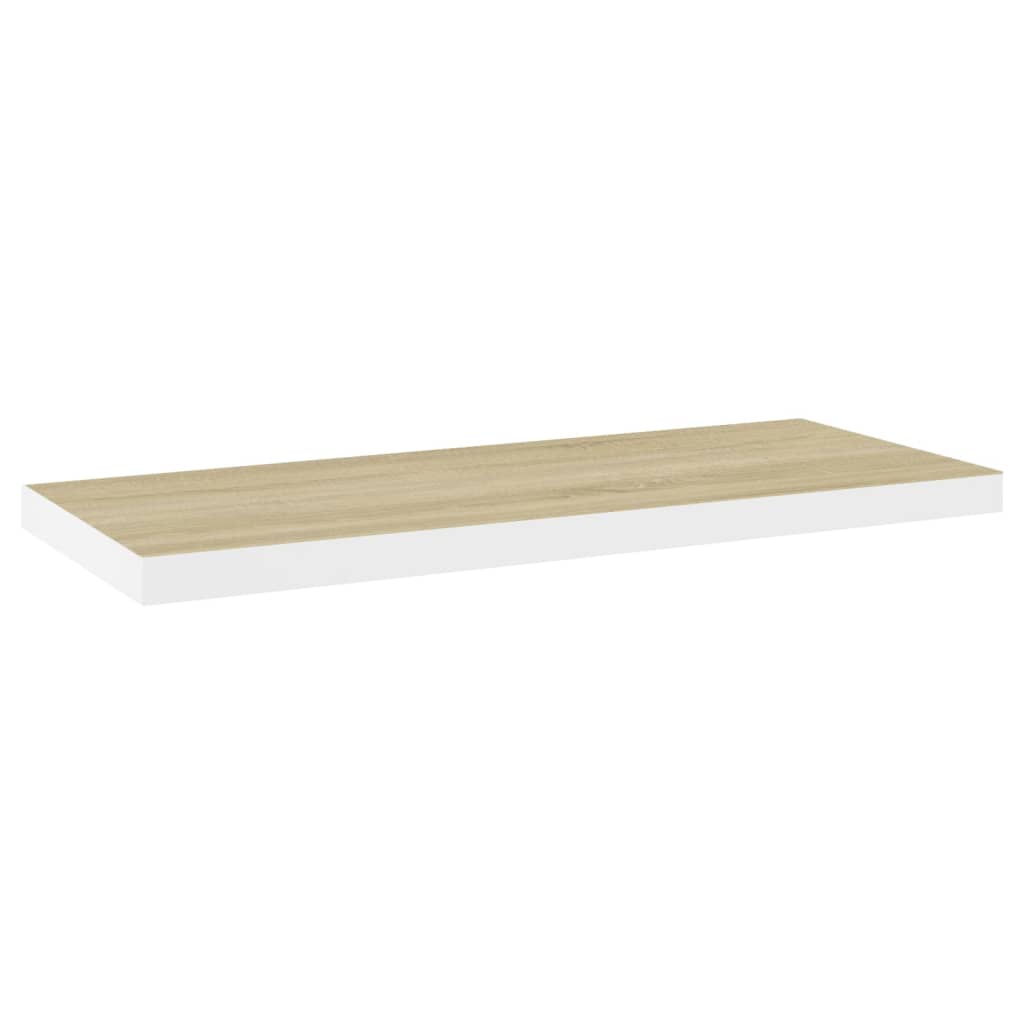 Étagères flottantes 2 pcs chêne et blanc 80x23,5x3,8 cm MDF