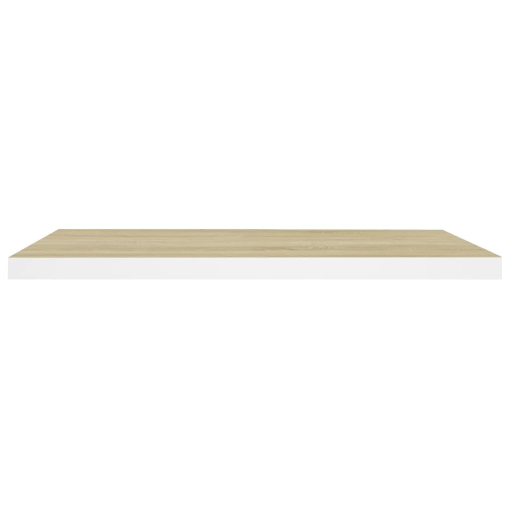 Étagères flottantes 2 pcs chêne et blanc 80x23,5x3,8 cm MDF