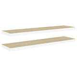 Étagères flottantes 2 pcs Chêne et blanc 90x23,5x3,8 cm MDF