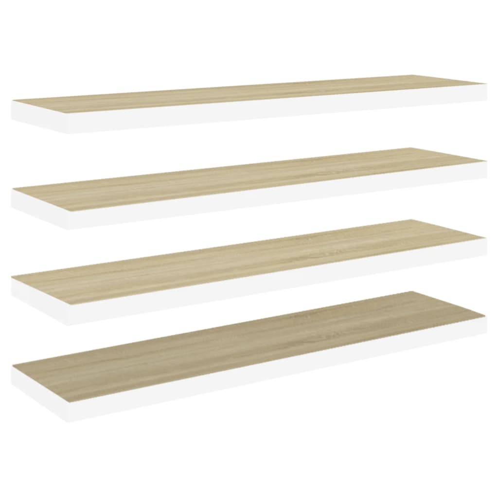 Étagères flottantes 4 pcs Chêne et blanc 90x23,5x3,8 cm MDF