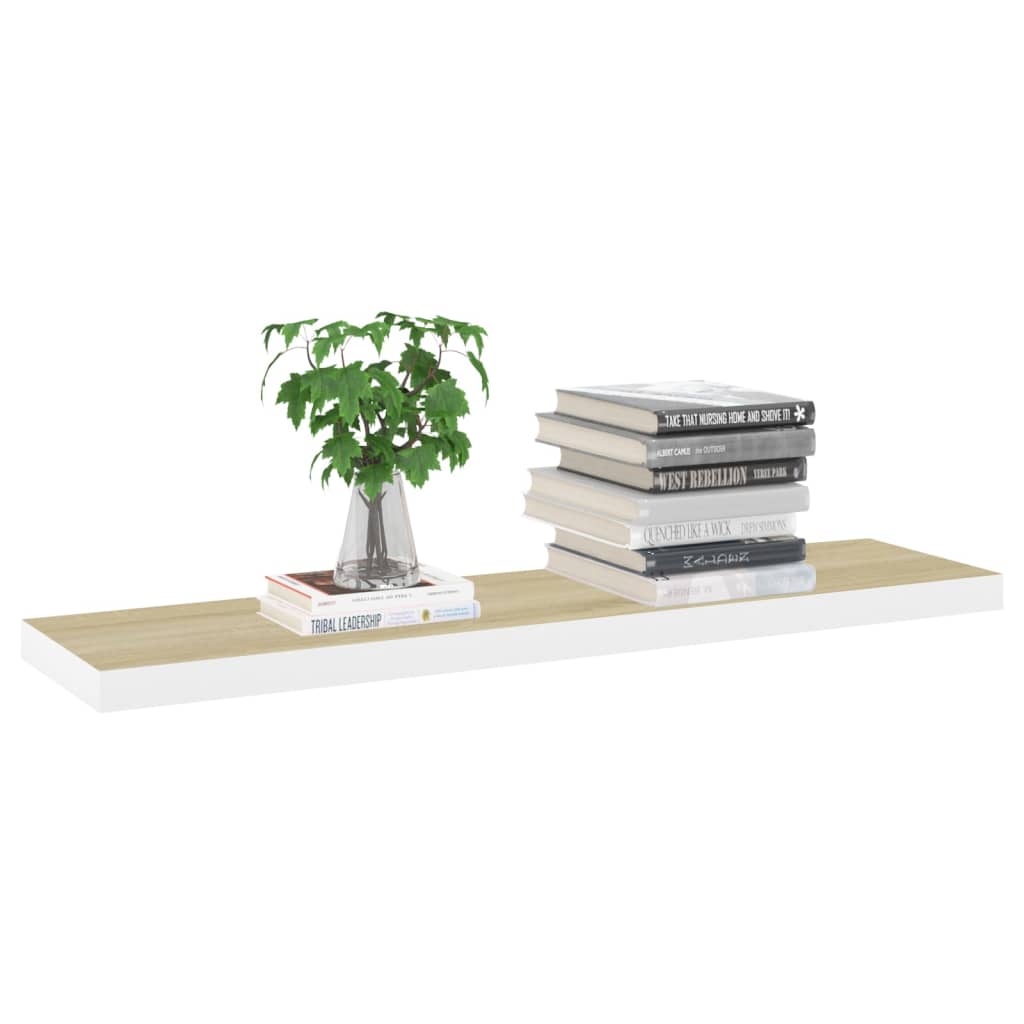 Étagères flottantes 4 pcs Chêne et blanc 90x23,5x3,8 cm MDF