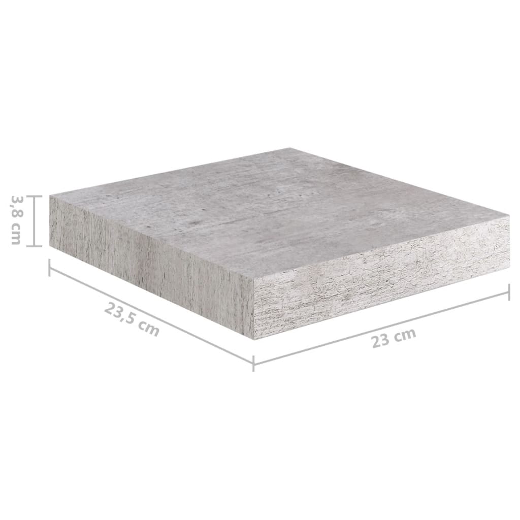 Étagère murale flottante gris béton 23x23,5x3,8 cm MDF