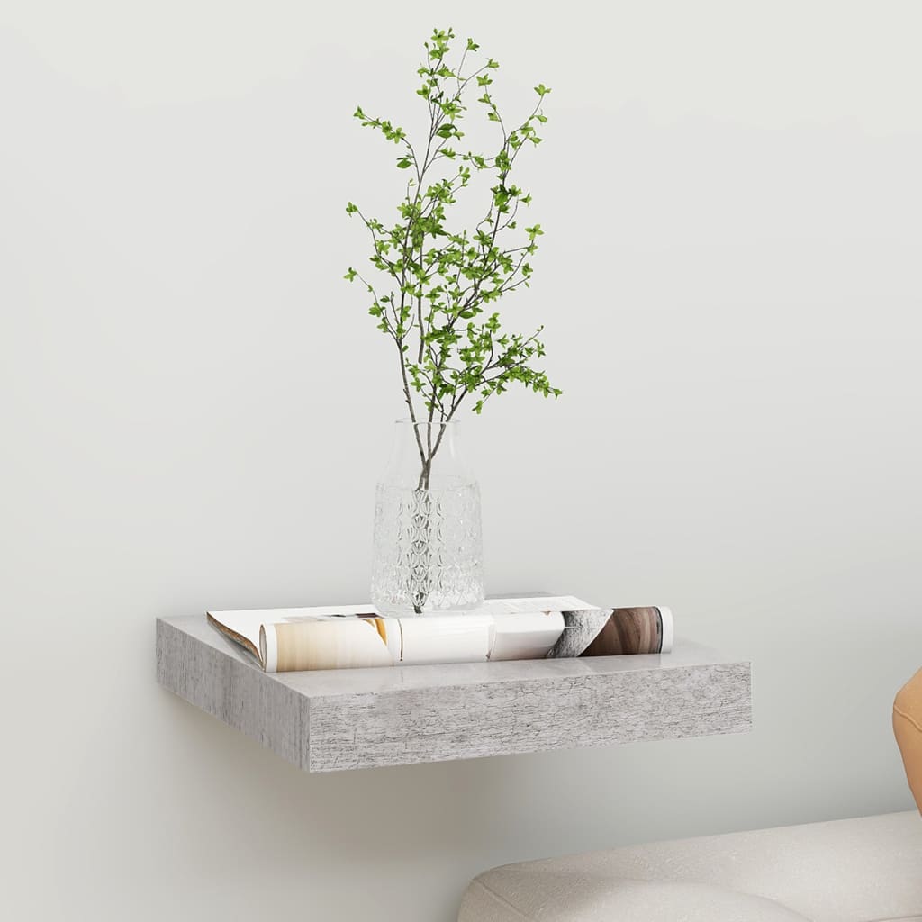 Étagère murale flottante gris béton 23x23,5x3,8 cm MDF