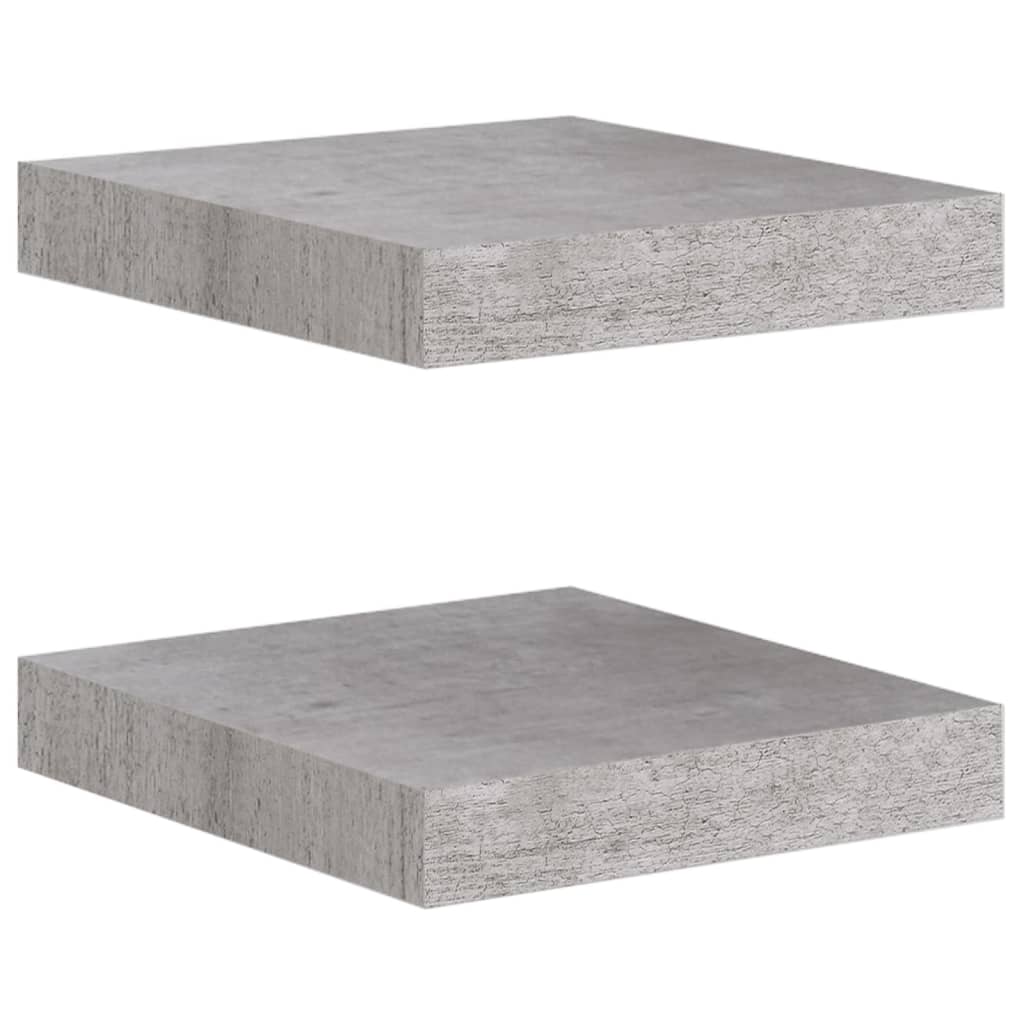 Étagères murales flottantes 2 pcs gris béton 23x23,5x3,8 cm MDF