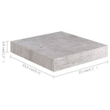 Étagères murales flottantes 2 pcs gris béton 23x23,5x3,8 cm MDF