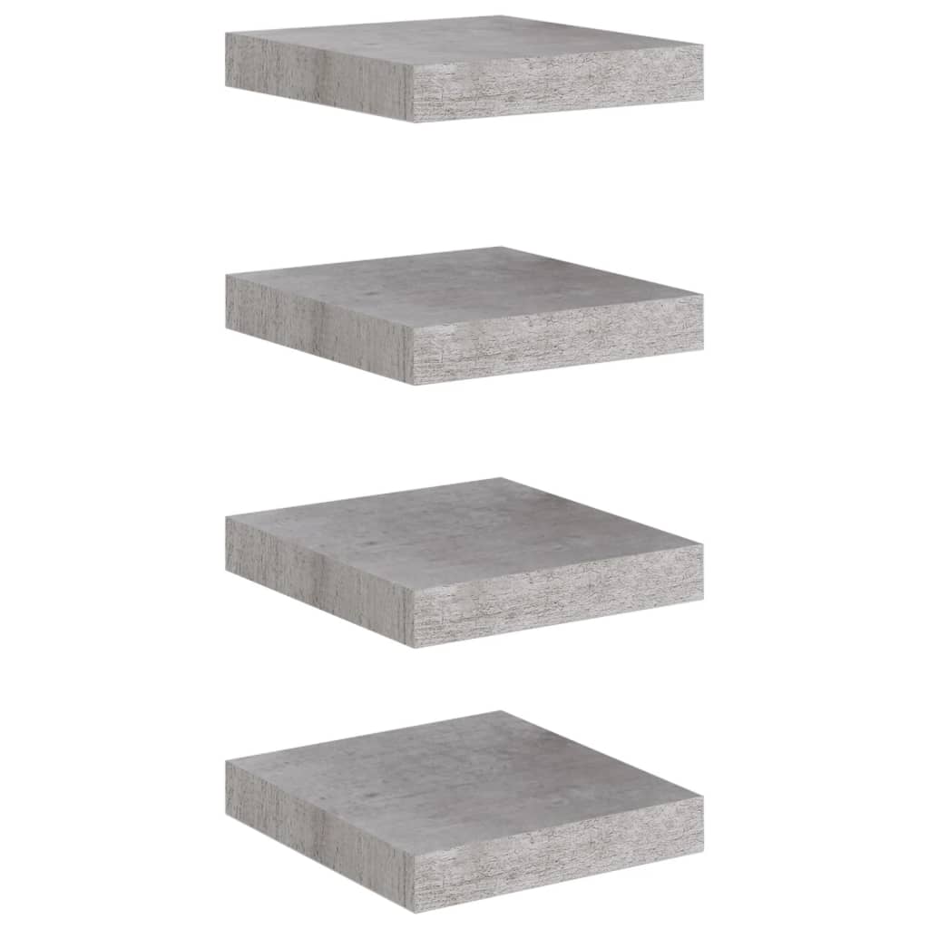 Étagères murales flottantes 4 pcs gris béton 23x23,5x3,8 cm MDF