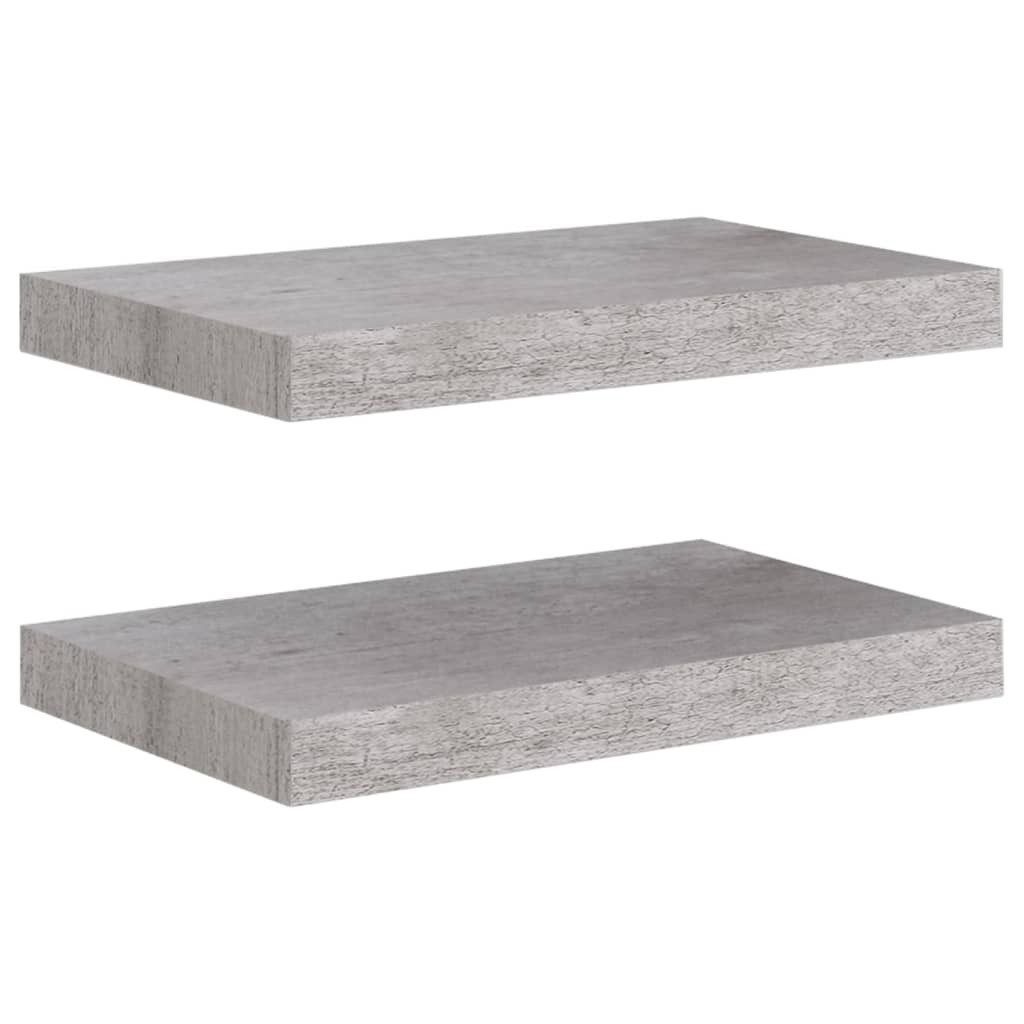 Étagères murales flottantes 2 pcs gris béton 40x23x3,8 cm MDF