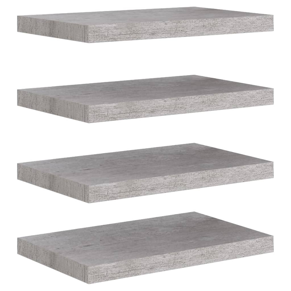 Étagères murales flottantes 4 pcs gris béton 50x23x3,8 cm MDF