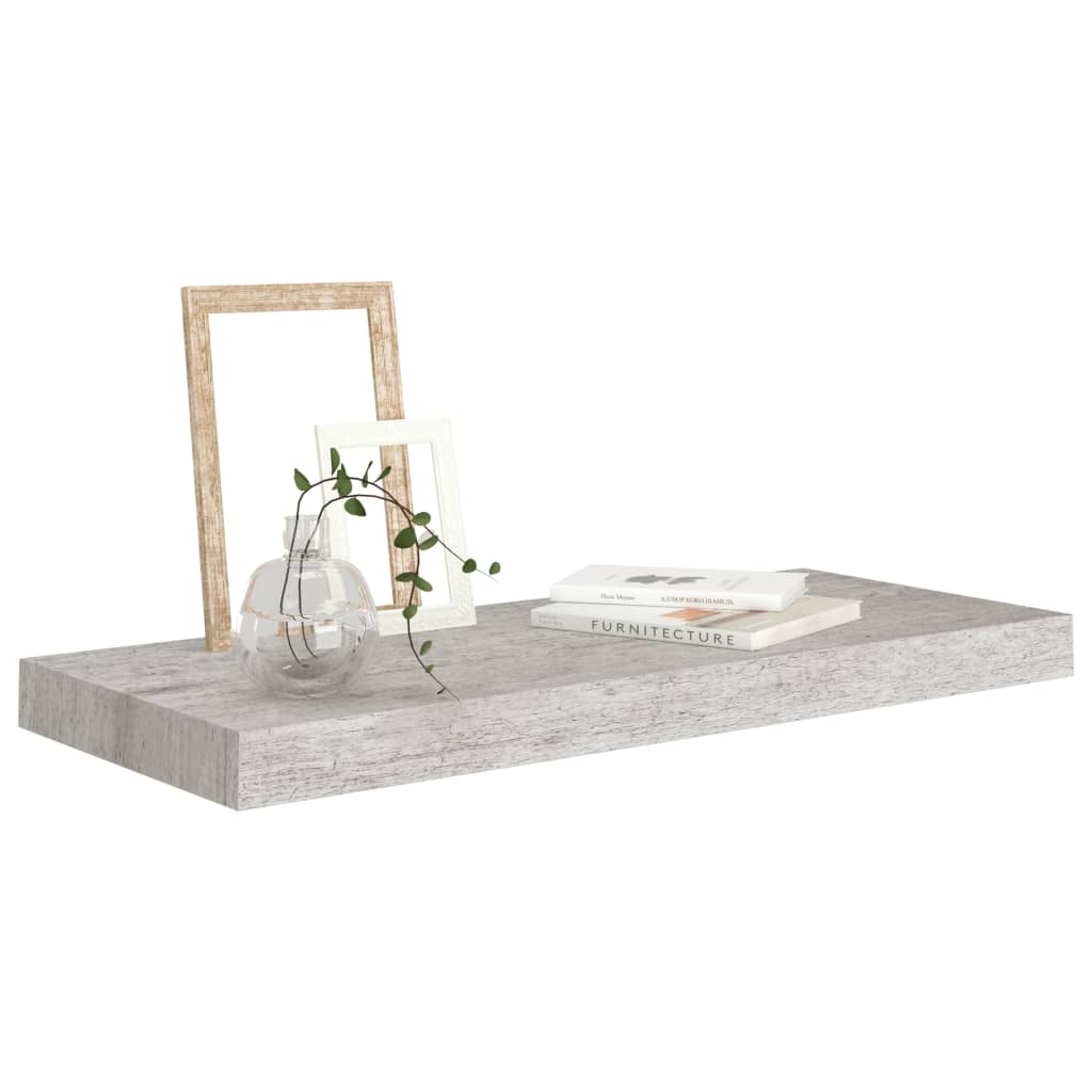 Étagère murale flottante gris béton 60x23,5x3,8 cm MDF