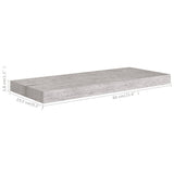 Étagères murales flottantes 2 pcs gris béton 60x23,5x3,8 cm MDF