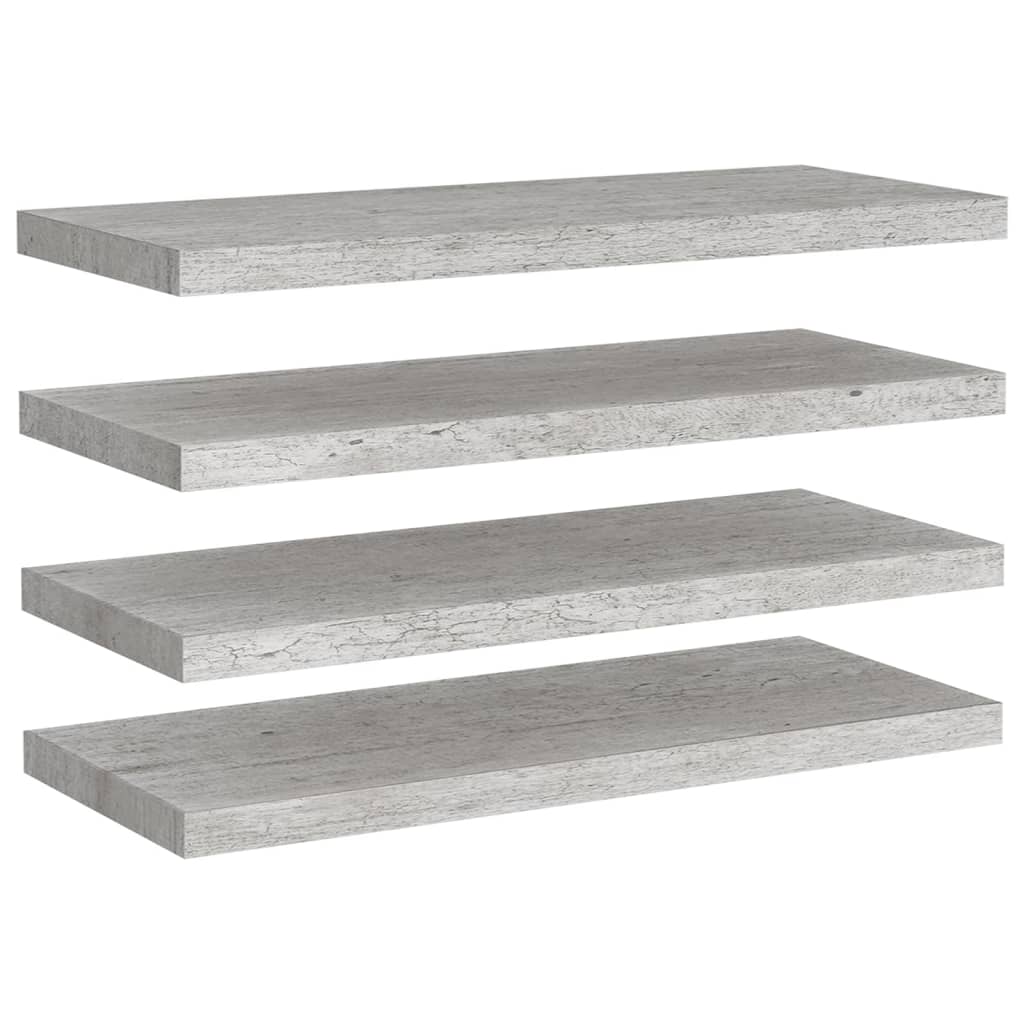 Étagères murales flottantes 4 pcs gris béton 80x23,5x3,8 cm MDF