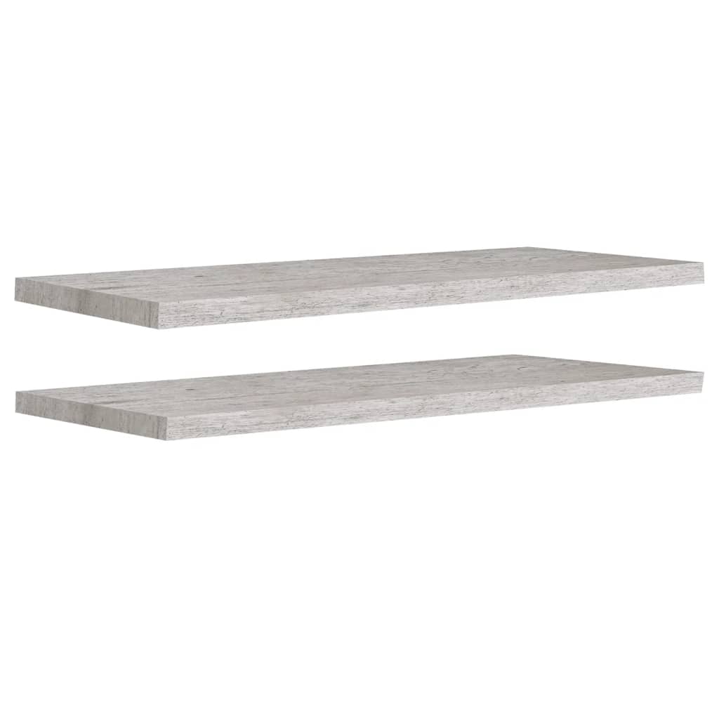 Étagères murales flottantes 2 pcs Gris béton 90x23,5x3,8cm MDF