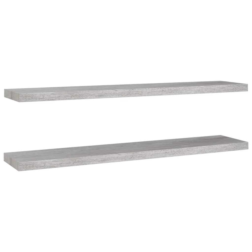 Étagères murales flottantes 2 pcs gris béton 120x23,5x3,8cm MDF