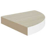 Étagère d'angle murale Chêne et blanc 25x25x3,8 cm MDF