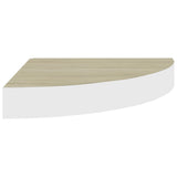 Étagère d'angle murale Chêne et blanc 25x25x3,8 cm MDF