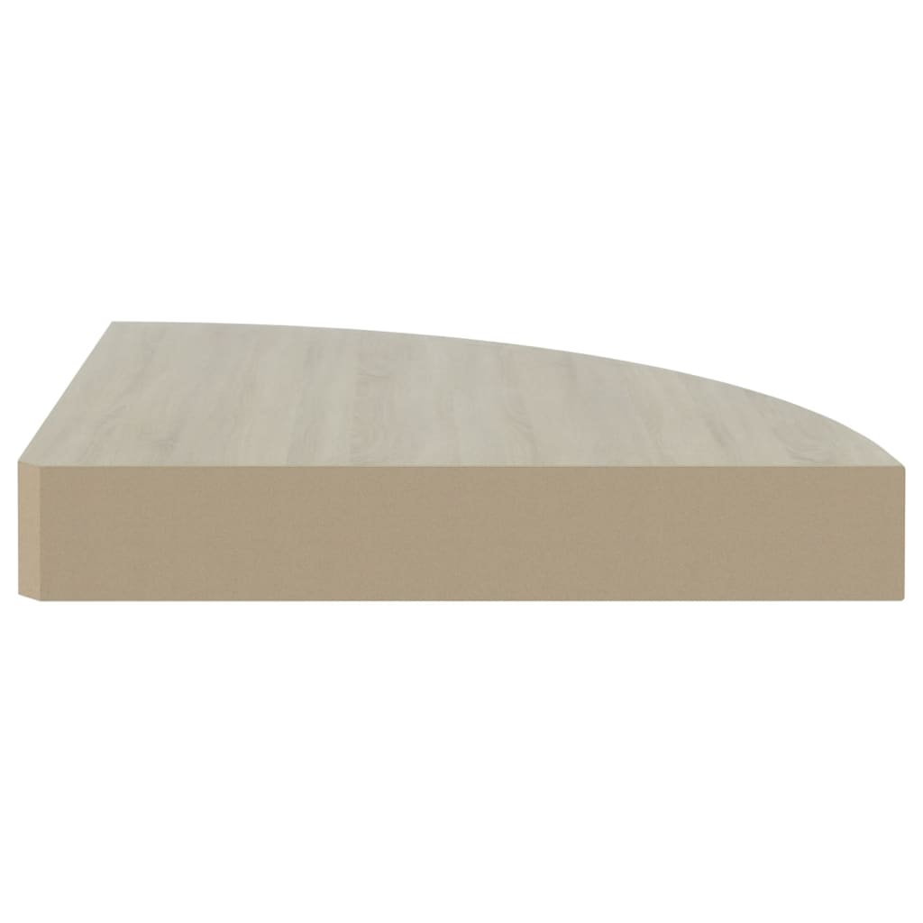 Étagère d'angle murale Chêne et blanc 25x25x3,8 cm MDF