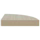 Étagères d'angle murales 4 pcs Chêne et blanc 25x25x3,8 cm MDF