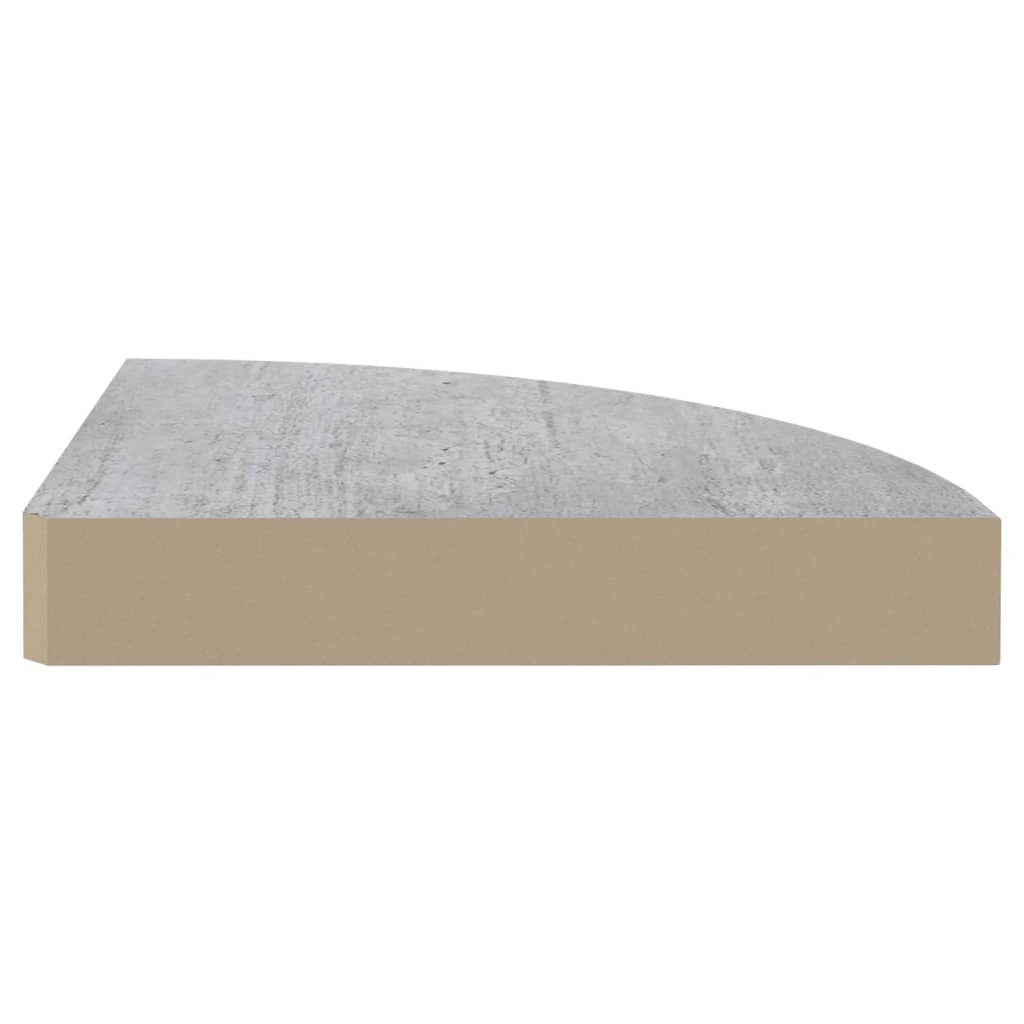 Étagère d'angle murale Gris béton 25x25x3,8 cm MDF