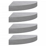 Étagères d'angle murales 4 pcs Gris béton 25x25x3,8 cm MDF