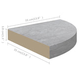 Étagère d'angle murale Gris béton 35x35x3,8 cm MDF