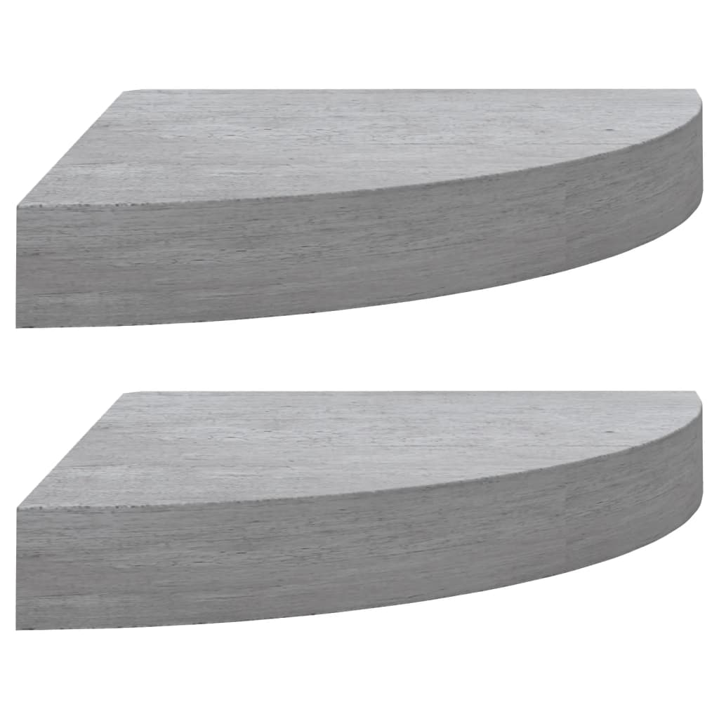 Étagères d'angle murales 2 pcs Gris béton 35x35x3,8 cm MDF