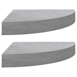 Étagères d'angle murales 2 pcs Gris béton 35x35x3,8 cm MDF