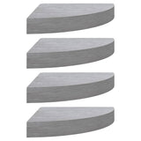 Étagères d'angle murales 4 pcs Gris béton 35x35x3,8 cm MDF