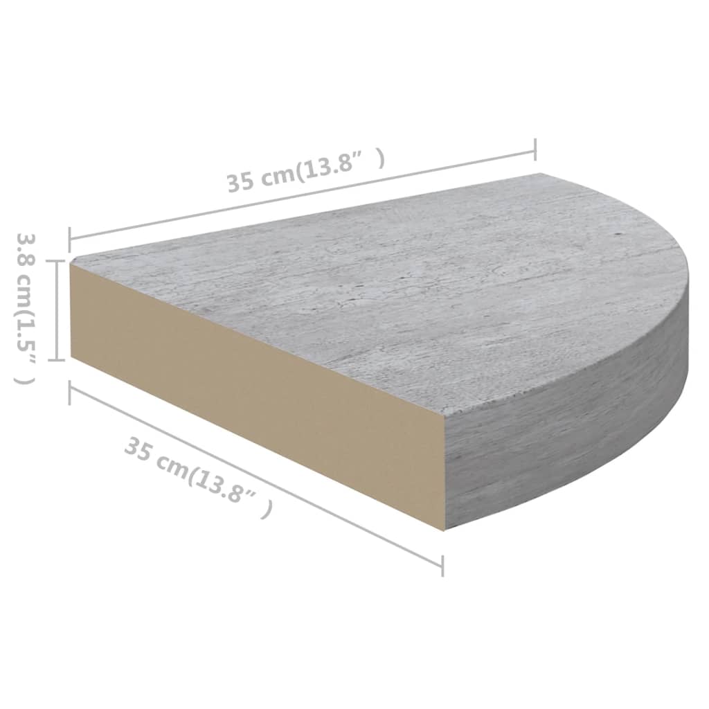 Étagères d'angle murales 4 pcs Gris béton 35x35x3,8 cm MDF