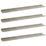 Étagères murales 4 pcs Gris béton 80x9x3 cm