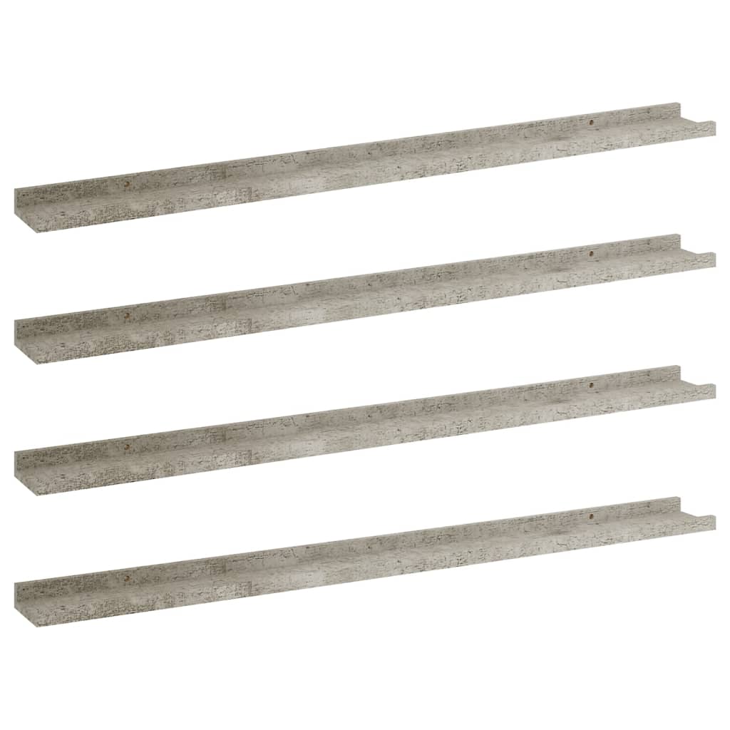 Étagères murales 4 pcs Gris béton 100x9x3 cm