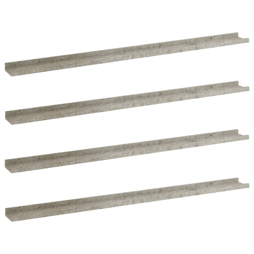 Étagères murales 4 pcs Gris béton 115x9x3 cm