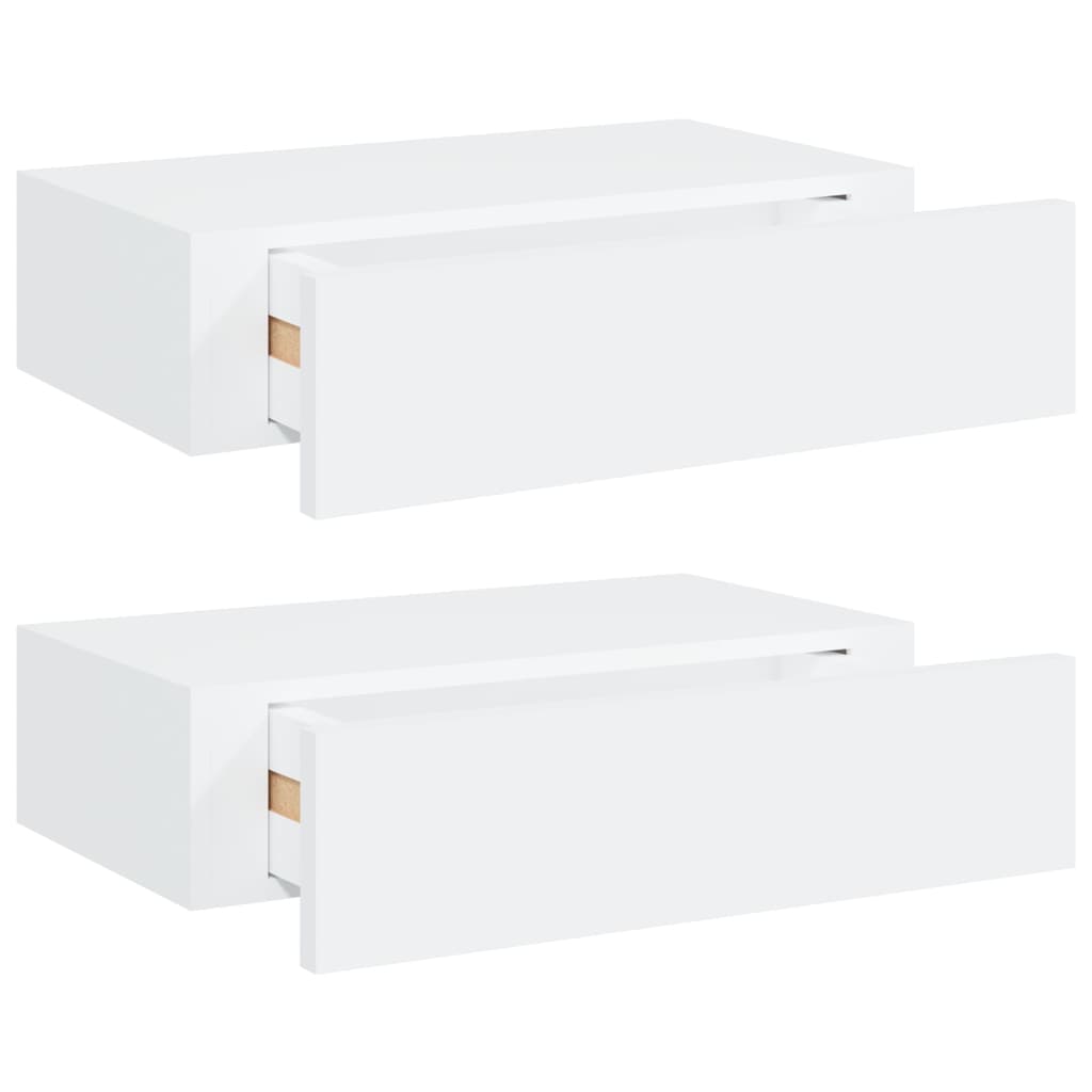 Étagères à tiroirs murales 2 pcs Blanc 40x23,5x10 cm MDF